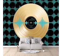 Papier Peint Disques Vinyles 500x280 cm Papier Peint Panoramique Effet 3D, Peinture Murale intissé Grande Musique, pour Moderne Salon Chambre TV Fond