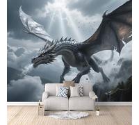 Papier Peint Dragon De L'Ouest 150x105 cm Papier Peint Panoramique Effet 3D, Peinture Murale intissé Grande, pour Moderne Salon Chambre TV Fond