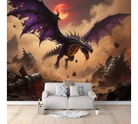 Papier Peint Dragon De L'Ouest 250x175 cm Papier Peint Panoramique Effet 3D, Peinture Murale intissé Grande, pour Moderne Salon Chambre TV Fond