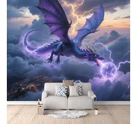 Papier Peint Dragon Occidental 300x256 cm Papier Peint Panoramique Effet 3D, Peinture Murale intissé Grande Foudre, pour Moderne Salon Chambre TV Fond