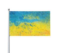 Papier peint drapeau ukrainien 90 x 150 cm (3 x 5 pi) en polyester, impression recto avec double visibilité, résistant à la décoloration, pour décoration intérieure et extérieure, taille unique.
