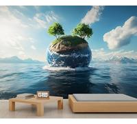 Papier peint « Earth » - Protéger la terre - Signification symbolique - Pour salon, chambre à coucher, étude, fond TV - 150 x 100 cm