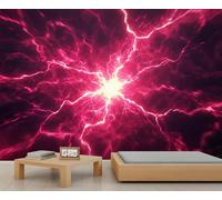 Papier peint éclair 200 x 200 cm - Grand papier peint mural paysage nature pour chambre à coucher - Décoration murale - Ne se décolle pas et ne colle pas