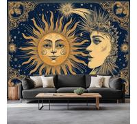 Papier Peint Effet 3D Ciel Étoilé Soleil Lune Étoiles Photo Peintures, Corps Célestes Rétro Murales Salon Tv Canapé Thème Hôtel De Luxe Couloir Fond Mur Peinture Décor À La Maison 450 x 315 cm