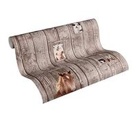 Papier Peint Effet Bois Little Stars Papier peint intissé 10.05 m x 0.53 m Brun Blanc Fabriqué en Allemagne par Livingwalls 358422 35842-2