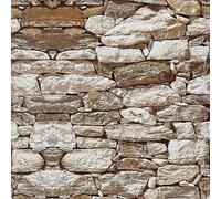 Papier Peint effet Brique Pierre 3D Papier de Contact à L'Ancienne Film Vinyle Auto-Adhésif Rouleau de Plastique Arrière Collant Décoratif pour Meubles Muraux Tables Portes D'armoires （44.5cm X 3m）