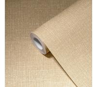 Papier Peint Effet Lin Beige-Or Avec Effet De Texture - Beige, Métallique