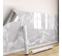 Papier peint effet marbre 0.3mm imperméable, panneau mural décoratif renforcé, crédence adhésive cuisine PVC, carrelage autocollant sallebain, plan travail&meubles(B,80 cm x 300cm 1 Rolls)