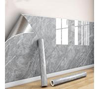 Papier peint effet marbre 0.3mm imperméable, panneau mural décoratif renforcé, crédence adhésive cuisine PVC, carrelage autocollant sallebain, plan travail&meubles(A,40 cm x 300 cm 3 Rolls)