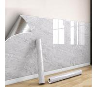Papier peint effet marbre 0.3mm imperméable, panneau mural décoratif renforcé, crédence adhésive cuisine PVC, carrelage autocollant sallebain, plan travail&meubles(G,60 cm x 300 cm 3 Rolls)