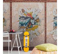 Livingwalls Papier peint intissé - Graffiti - Brique en beige, marron et jaune - Papier peint mural pour différentes pièces - XXL - 2,80 m x 1,59 m