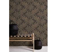 Papier Peint Élégant Avec Design De Fleurs De Jungle - Noir, Or, Bronze