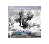 Papier peint Artgeist Papier peint - Elephant in the Clouds (Black and White) - 200x140 (53436)