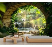 Papier peint en forme d'arche en pierre, cascade, papier peint de paysage naturel pour chambre d'enfant, salon, chambre à coucher, canapé, arrière-plan TV - 280 x 200 cm