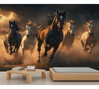 Papier peint en forme de troupeau de chevaux, chevaux qui courent, papier peint animal pour salon, chambre à coucher, bureau, hôtel, bar, décoration de plafond - 150 x 100 cm