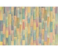 Papier Peint En Lattes En Bois 368x248 CM Vert Jaune Rose Chambre Fresque Murale