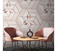 Papier Peint Abstrait Blanc et Crème Papier Peint Classique 1,59 m x 2,80 m