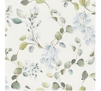 Rasch home style 285789 Papier peint clair avec eucalyptus et plantes bleues, aspect aquarelle, 10,05 x 0,53 m