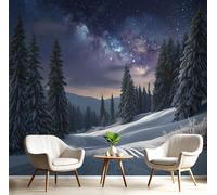 Papier Peint En Soie Pour Décoration Murale - Design Raffiné Et Résistant, Beau Ciel Étoilé, Bleu Foncé Convient Pour Les Salons, Chambres Salles De Bains (Neige La Jungle, 250X175 Cm)