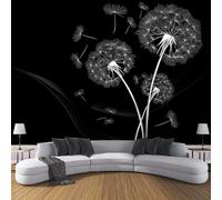 Papier Peint En Soie Pour Décoration Murale - Design Raffiné Et Résistant, Trois Pissenlits, Noir Convient Pour Les Salons, Chambres Salles De Bains (Plantes Minimalistes Modernes, 308X220 Cm)