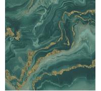 Papier peint en vinyle texturé effet marbre Sort mystique Elle Decoration vert/or, 10447-19