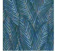 Papier peint en vinyle texturé motif feuille de Martinique bleu Erismann 10391-19