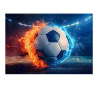 Papier Peint Enfant 3D Football Intissé Panoramique 250x175 cm - Colle Inclus - Chambre Enfant - Moderne Papier Peint