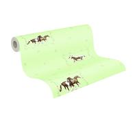 Papier Peint Enfant Avec Des Animaux Little Stars Papier peint intissé 10.05 m x 0.53 m Vert Brun Blanc Fabriqué en Allemagne par Livingwalls 358371 35837-1