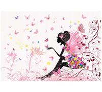 Papier Peint Enfant Fée Papillons Intissé Panoramique 350x250 cm - Colle Inclus - Chambre Enfant - Moderne Papier Peint