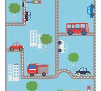 Papier peint enfant garçon pas cher | Papier peint circuit voiture en ligne 93632-1 | Papier peint chambre garçon bleu & multicolore SP03470