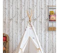 Papier peint enfants forêt de bouleaux grey TU