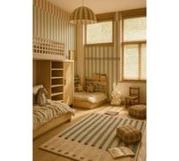 Papier peint enfants rayures aventure forêt beige TU