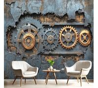 Papier Peint Engrenage Mural En Fer, Autocollant Décoratif Style Industriel Abstrait, Facile À Nettoyer Amovible, Gris Convient Pour Les Salons, Meubles De Bureau Les Murs 396X280 Cm