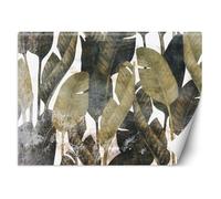 Papier Peint - Entoilage 130g/m2 - Motif Feuilles de bananier - 368x254 cm - Vert - Décoration murale à coller - Feeby