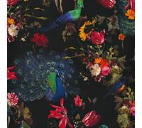 Papier Peint Erismann Multi/Noir 6371-15 Fleurs Élégantes De Paon Exotique