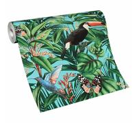Papier Peint Erismann Paradisio 2 Oiseaux De Jungle Et Papillons Bleu 10121-18