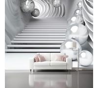 Papier Peint Espace Abstrait Panoramique 3D Gris Échelle Boule En Métal Grandes Murales Poster Pour Salon Adulte Chambre D'Enfants Étude Maison Décoration Intérieure 400 X 280 Cm
