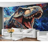 Papier peint et peinture murale dinosaure - Papier peint T-Rex à décoller et à coller, papier peint pour salon, graffiti dinosaure grande décoration murale et décoration d'intérieur, autocollant