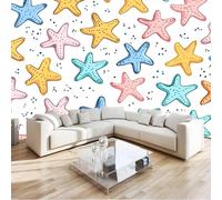 Papier Peint Étoile de Mer 3D Auto Adhesif Panoramique Mural Dessin Animé Papier Peint en Soie Poster Trompe L'oeil Décoration Murale Salon Chambre 200x140 cm B-1669