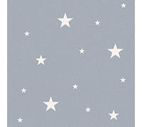 Papier peint étoile phosphorescente enfant gris intissé 32440-3 | Papier original pour chambre fille & garçon pas cher
