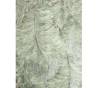 Papier peint exclusif Profhome 822201 papier peint vinyle gaufré avec des plumes brillant gris vert-blanc 5,33 m2