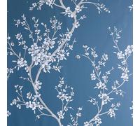 Papier Peint Extensible Floral Tracé Étincelant Mat Bleu Arthouse 692805