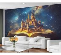 Papier peint fantaisie et peinture murale - Papier peint château doré à décoller et à coller, papier peint pour chambre à coucher, paysage mystérieux, grande peinture murale et décoration d'intérieur