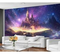 Papier peint fantaisie et peinture murale - Papier peint château galaxie à décoller et à coller, papier peint pour salon, château mystérieux, grande peinture murale et décoration d'intérieur