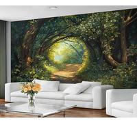 Papier peint fantaisie et peinture murale - Papier peint forêt de conte de fées à décoller et à coller, papier peint pour salon, paysage mystérieux, grande peinture murale et décoration d'intérieur