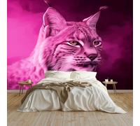 Papier Peint Faune Sauvage Lynx Roux Papier Peint Panoramique Mural 300x210 cm Affiche Géante Décoration pour Salon Chambre Chambre D'Enfant Décoration Murale, Violet