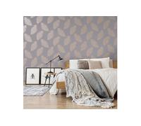 Papier Peint Fawning Feather Gris et Doré Rose Décoratif