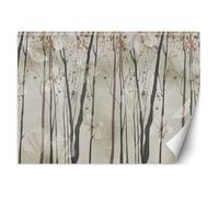 Papier Peint - Feeby - Motif Arbres, fleurs et papillons - 368x254 cm - Gris - Intissé 130g/m2
