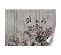 Papier Peint - Feeby - Motif Champ de fleurs vintage - 368x254 cm - Gris - Entoilage 130g/m2