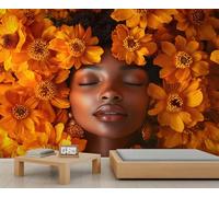 Papier peint femme africaine portrait de fleurs décoration murale photo chambre d'enfant papier peint panoramique accent (non autocollant)